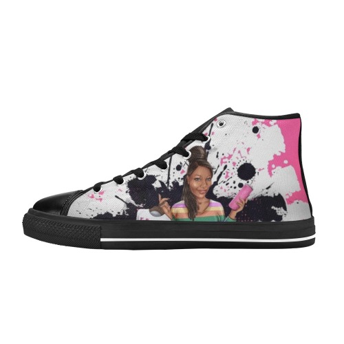 X-Pressions High Top Shoes - Black Women's Classic High Top Canvas Shoes (Model 017)