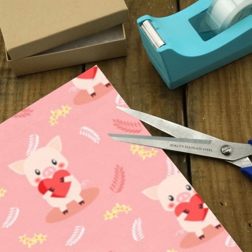 Cute Pig Love Pattern Gift Wrapping Paper 58"x 23" (1 Roll)