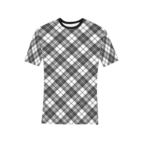 Tartan black white pattern holidays Christmas xmas elegant lines geometric cool fun classic elegance Men's All Over Print T-Shirt (Solid Color Neck) (Model T63)
