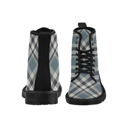 Gray Plaid Martin Boots for Men (Black) (Model 1203H)