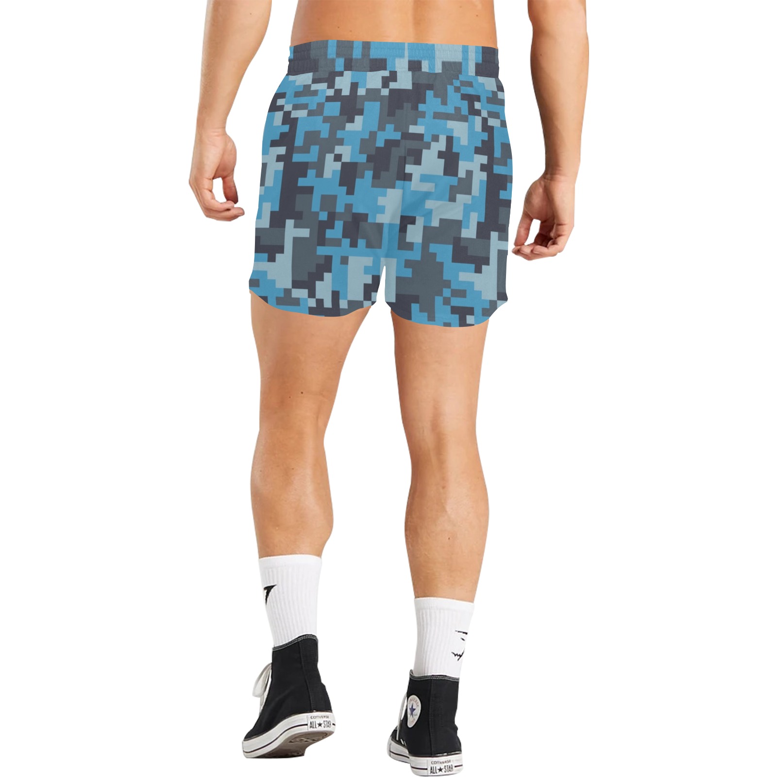 Blue Camo Men's Mid-Length Casual Shorts (Model L50)
