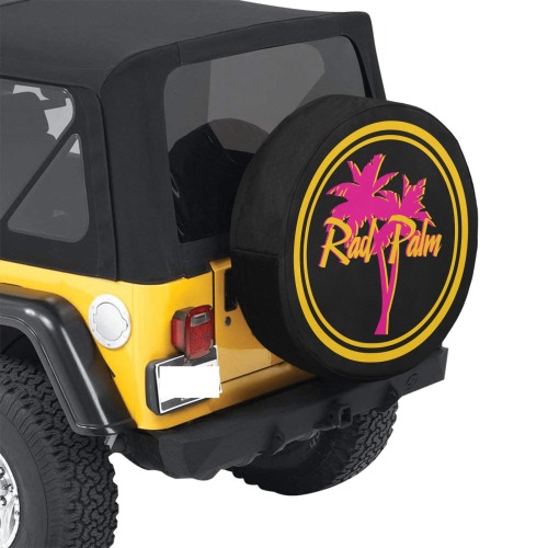 Rad Palm Yellow Black and Pink Circle Logo 32 Inch Spare Tire Cover