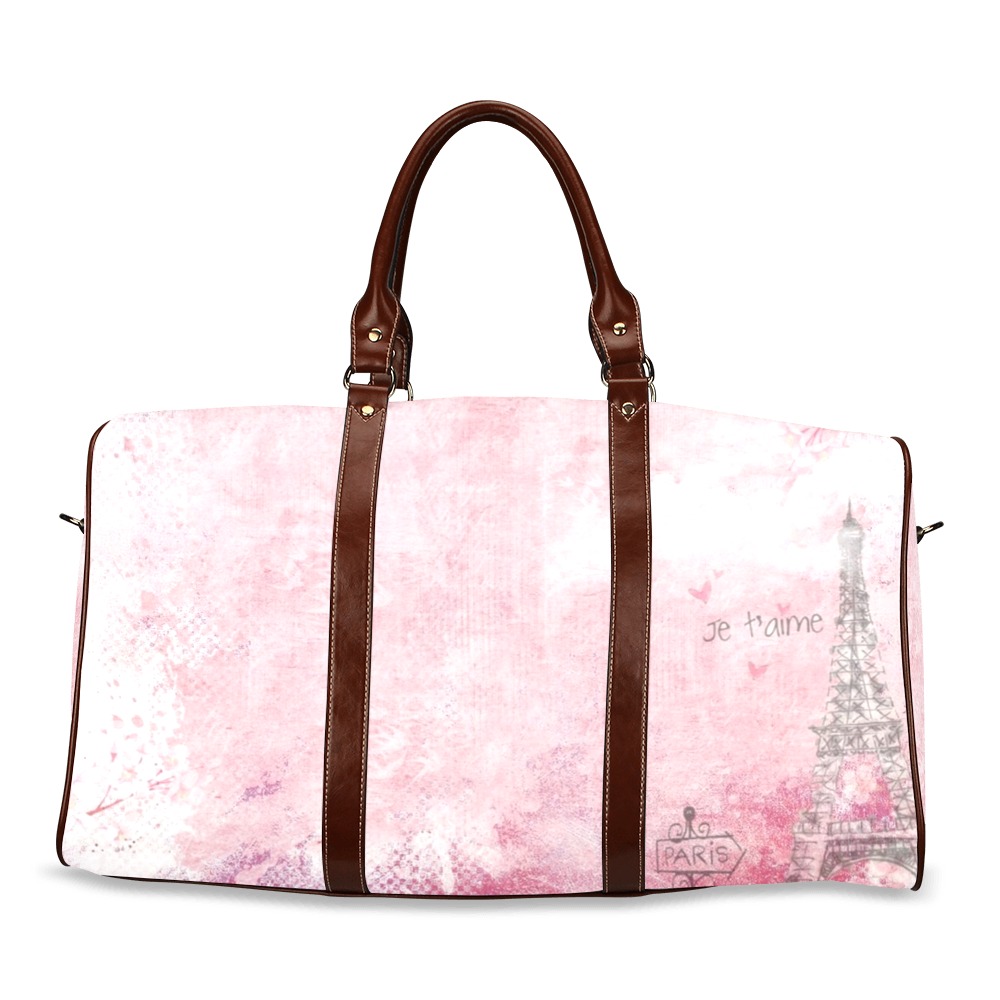 Pink Paris Weekender Bag Waterproof Travel Bag/Large (Model 1639)