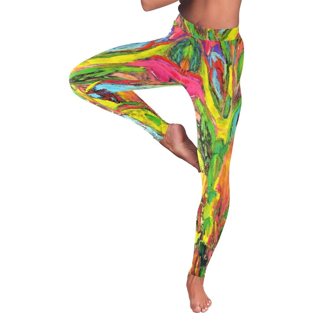 African Tree Collection Women's Low Rise Leggings (Invisible Stitch) (Model L05)