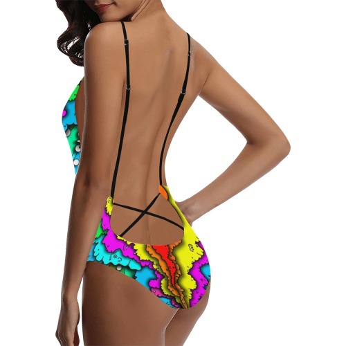 ITEM 17 _ SWIMSUIT - TINY ISLAND Sexy Lacing Backless One-Piece Swimsuit (Model S10)
