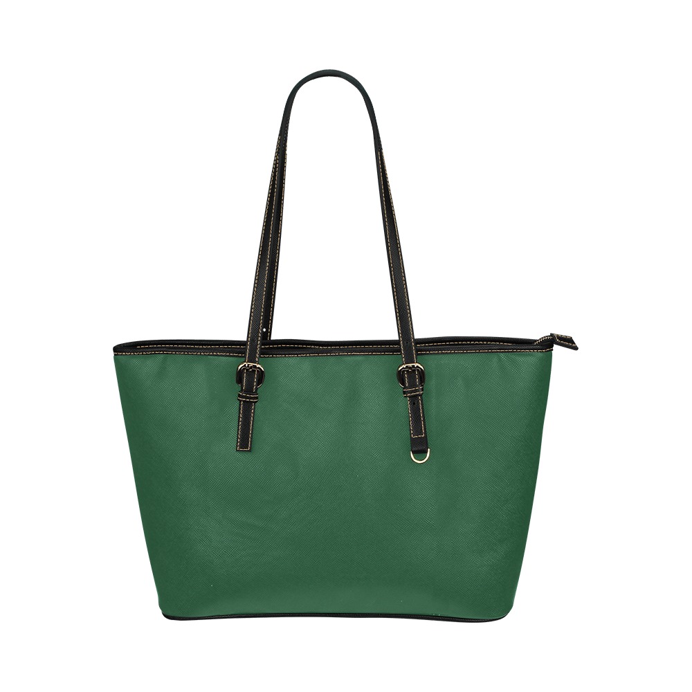 Leaf Green Leather Tote Bag/Small (Model 1651)