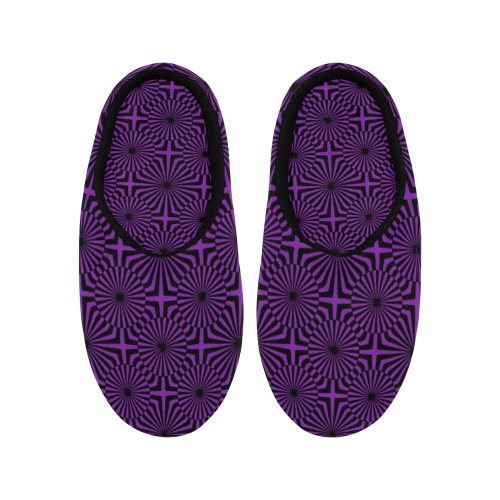 Ô Op Art Dalia Pattern Women's Non-Slip Cotton Slippers (Model 0602)