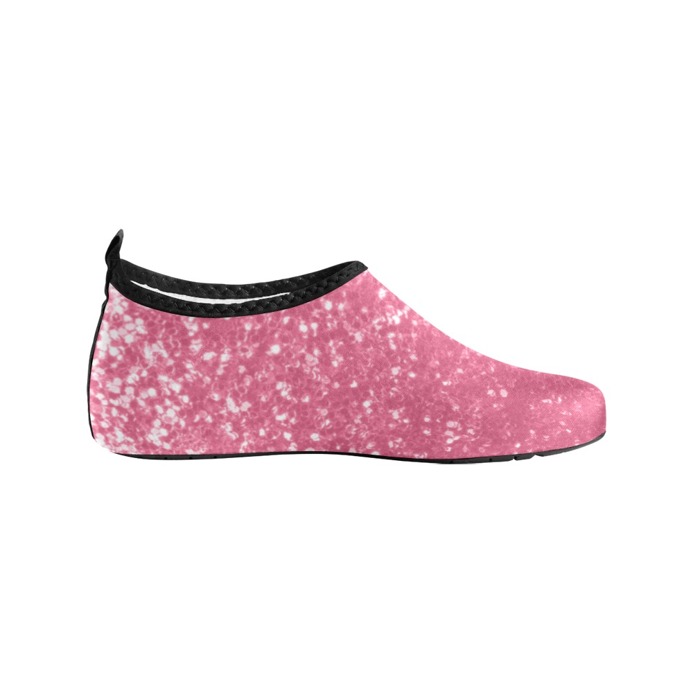 Magenta light pink red faux sparkles glitter Women's Slip-On Water Shoes (Model 056)