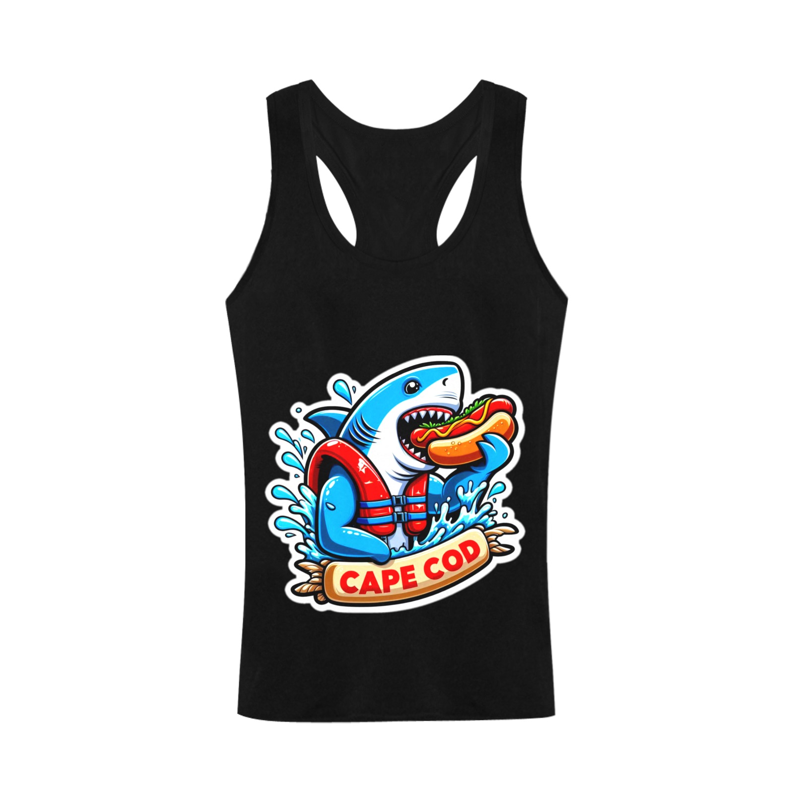 CAPE COD-GREAT WHITE EATING HOT DOG 2 Men's I-shaped Tank Top (Model T32)