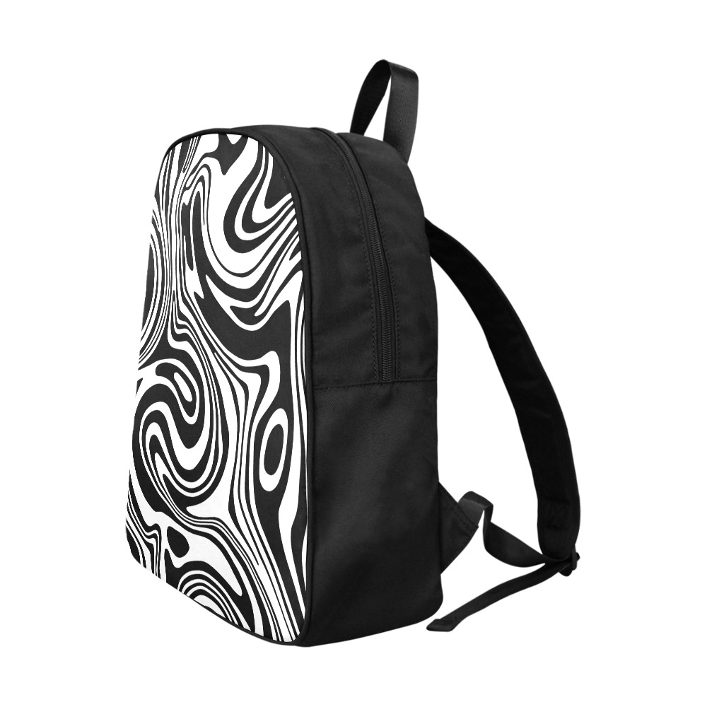 Black and White Marble Fabric School Backpack (Model 1682) (Large)