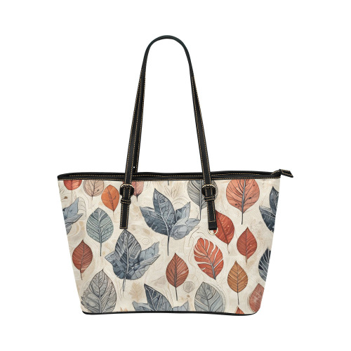 Leaves Leather Tote Bag/Small (Model 1651)