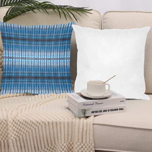 fabric pillar's, blue, repeating pattern Linen Zippered Pillowcase 18"x18"(One Side&Pack of 2)