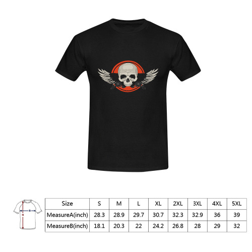 Wing Skull - Orange Men's T-Shirt in USA Size (Front Printing Only)