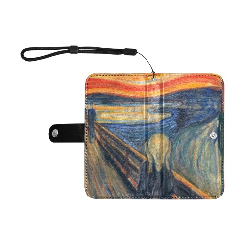 Edvard Munch-The scream Flip Leather Purse for Mobile Phone/Small (Model 1704)