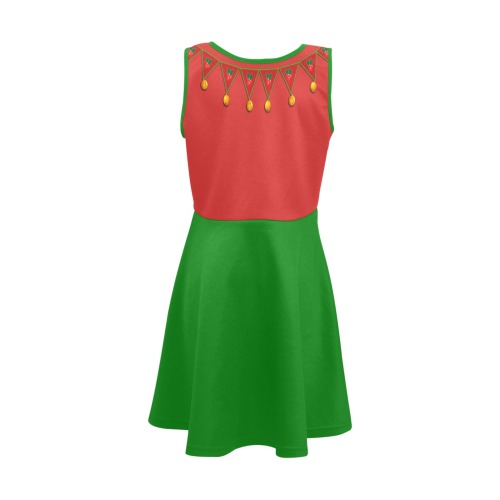 Red Green Elf Costume Girls' Sleeveless Sundress (Model D56)