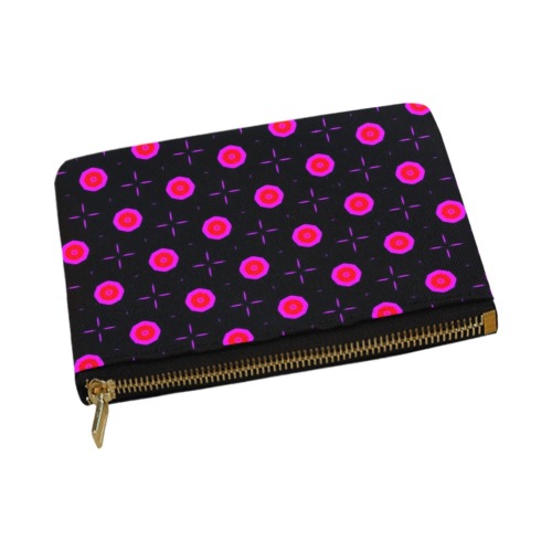Pink Dots on Black Carry-All Pouch 12.5''x8.5''