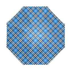 Blue Tartan Plaid Anti-UV Foldable Umbrella (U08)