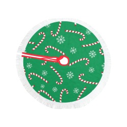 Candy Canes Thick Fringe Christmas Tree Skirt 36"x36"