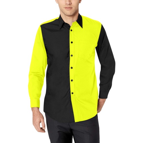 not so mellow yellow and black Men's All Over Print Casual Dress Shirt (Model T61)