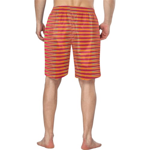 Tribal burgundy orange fucsia cyan Men's Swim Trunk (Model L21)