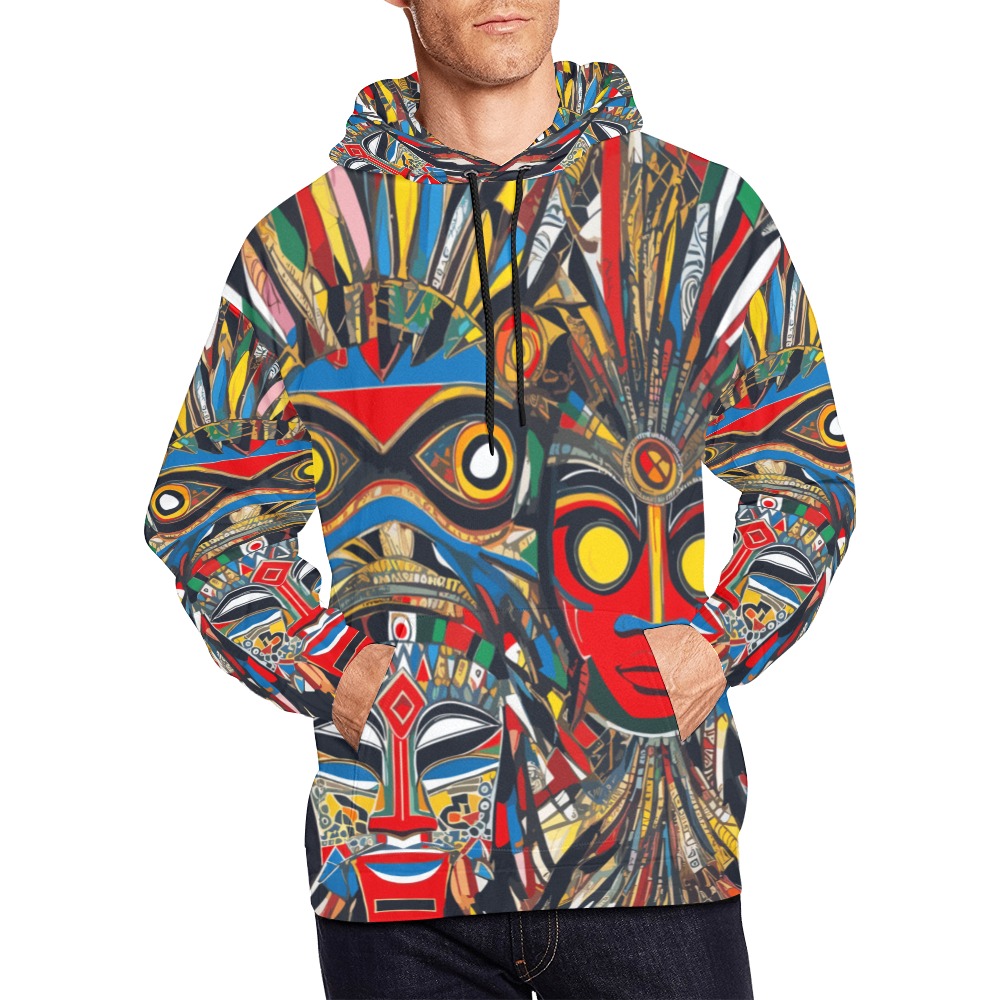 Chic abstract African masks. Colorful abstract art All Over Print Hoodie for Men (USA Size) (Model H13)
