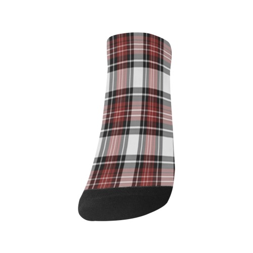 Red Black Plaid Men's Ankle Socks