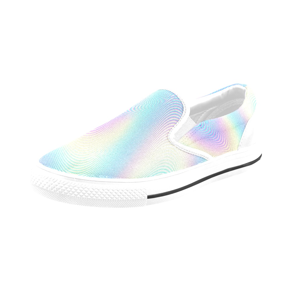 Holographic Rainbow Prints Women's Slip-on Canvas Shoes (Model 019)