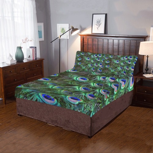 Peacock Feathers 3-Piece Bedding Set