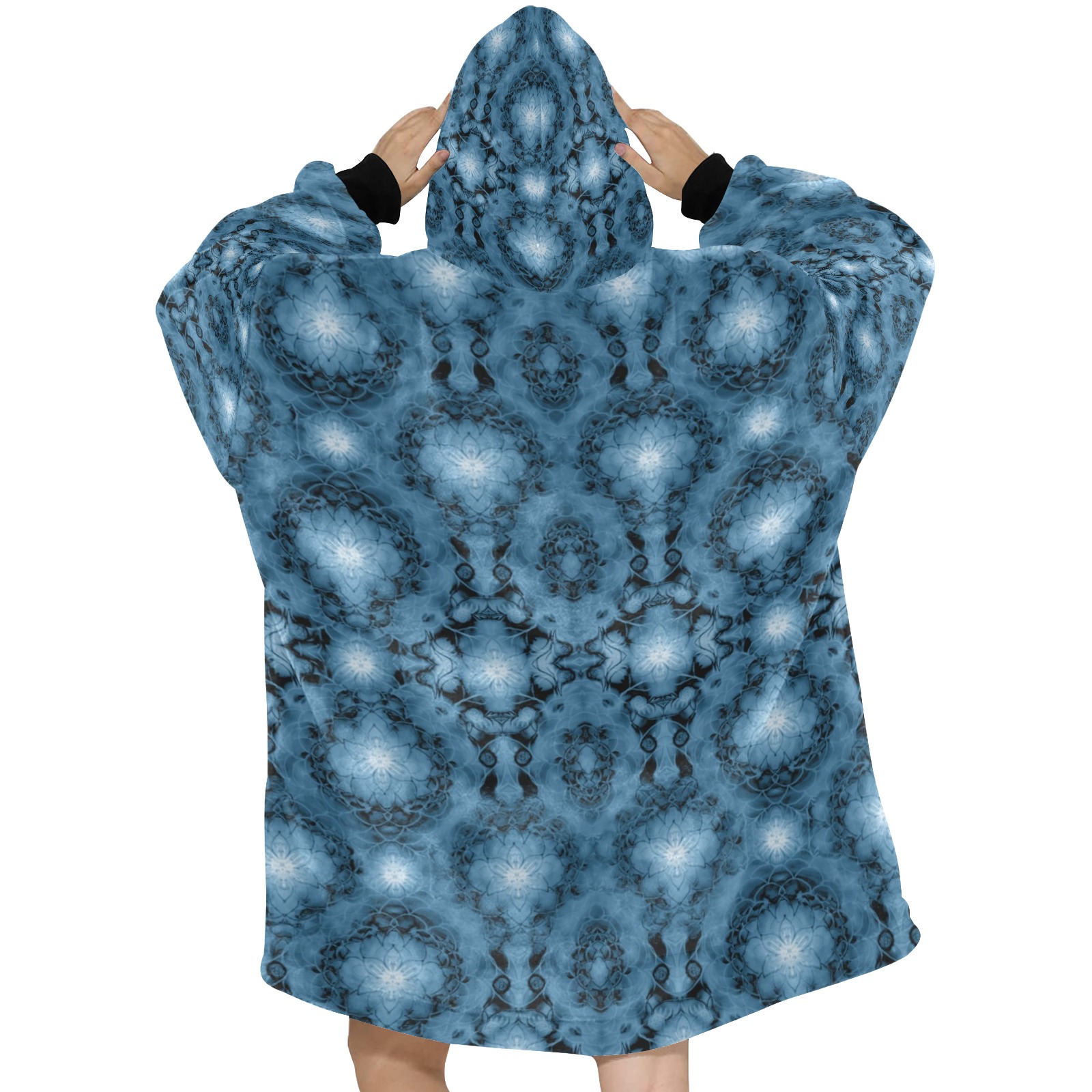 Nidhi decembre 2014-pattern 7-44x55 inches-blue Blanket Hoodie for Women