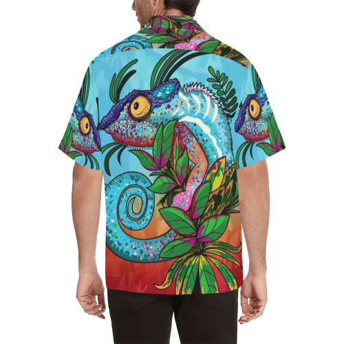 Rainbow Chameleon Hawaiian Shirt (Model T58)