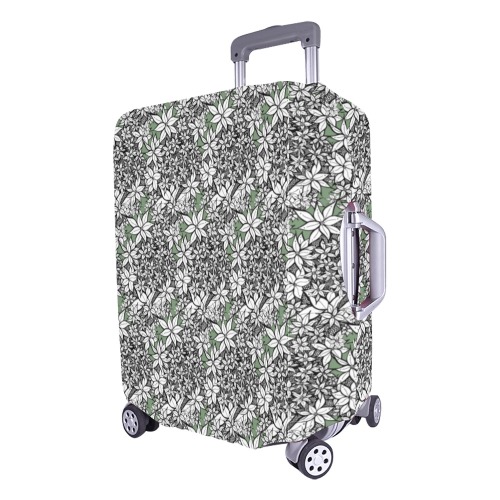 Petals in the Wind Green Luggage Cover/Large 26"-28"