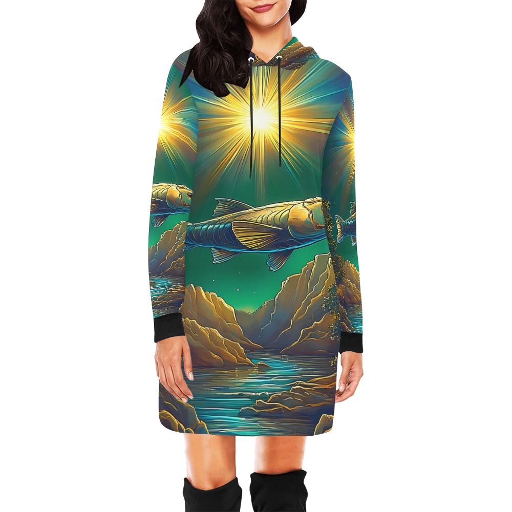 Celestial Swim All Over Print Hoodie Mini Dress (Model H27)