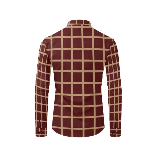 maroon and brown Men's All Over Print Casual Dress Shirt (Model T61)