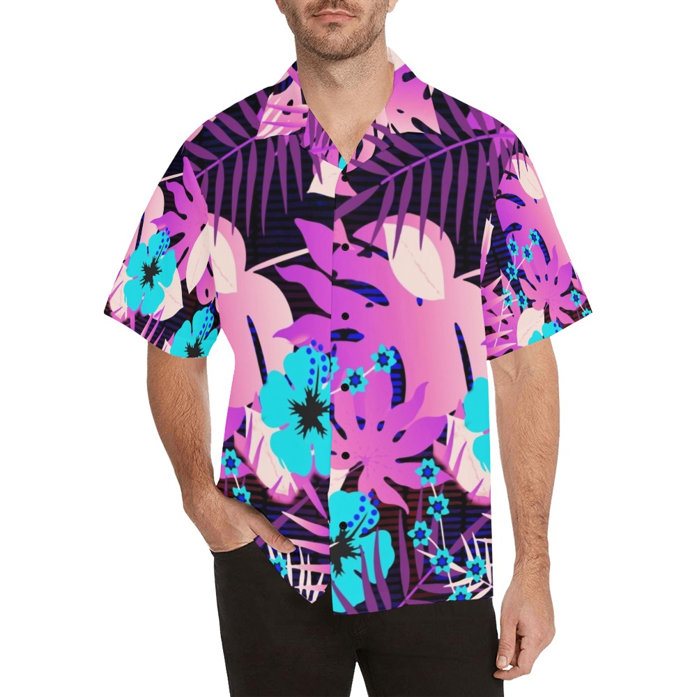 GROOVY FUNK THING FLORAL PURPLE Hawaiian Shirt (Model T58)