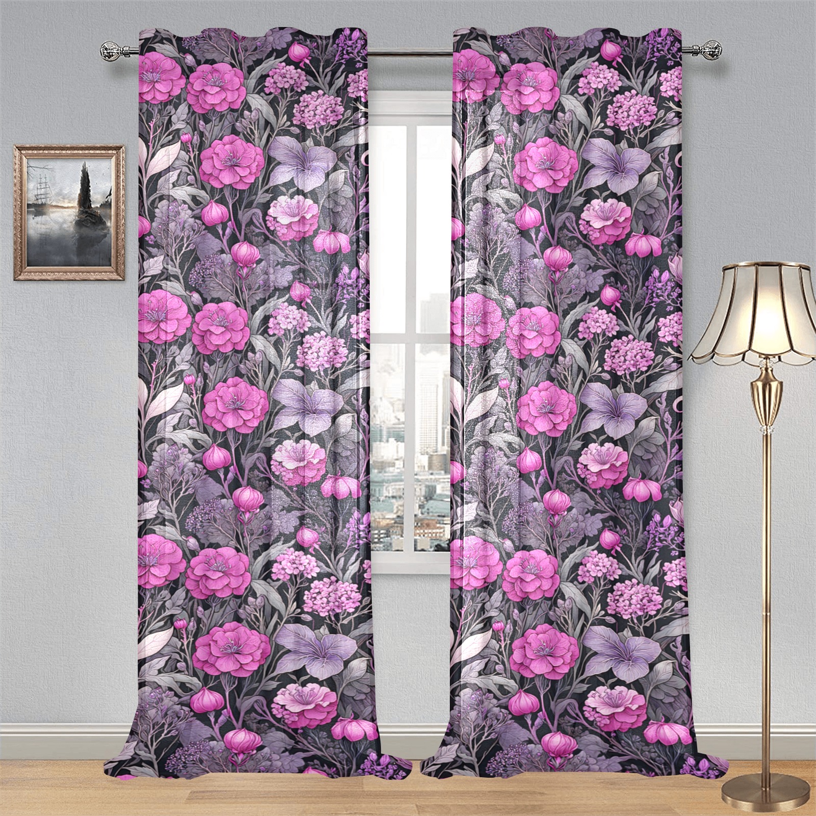 Fabulous Florals 40 Gauze Curtain 28"x95" (Two-Piece)