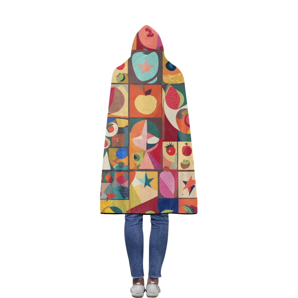 Funny pop art of colorful fantasy fruits. Flannel Hooded Blanket 50''x60''