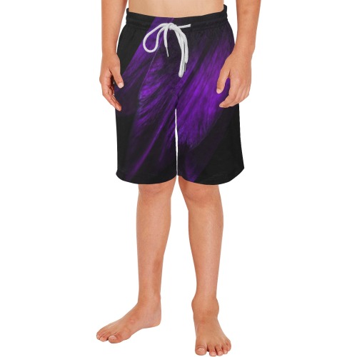 Purple and black Boys' Casual Beach Shorts (Model L52)