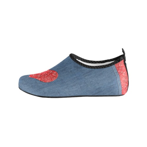 Bandana Heart on Denim-Look Kids' Slip-On Water Shoes (Model 056)