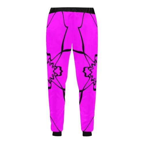Black Interlocking Triangles2 Starred pink Unisex All Over Print Sweatpants (Model L11)