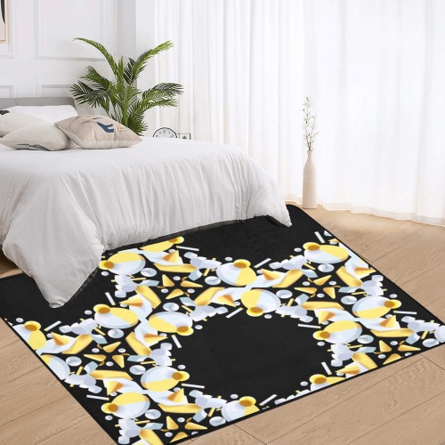3d graphic Area Rug with Black Binding 7'x5'