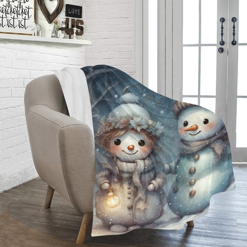 Snowman Couple Ultra-Soft Micro Fleece Blanket 43''x56''