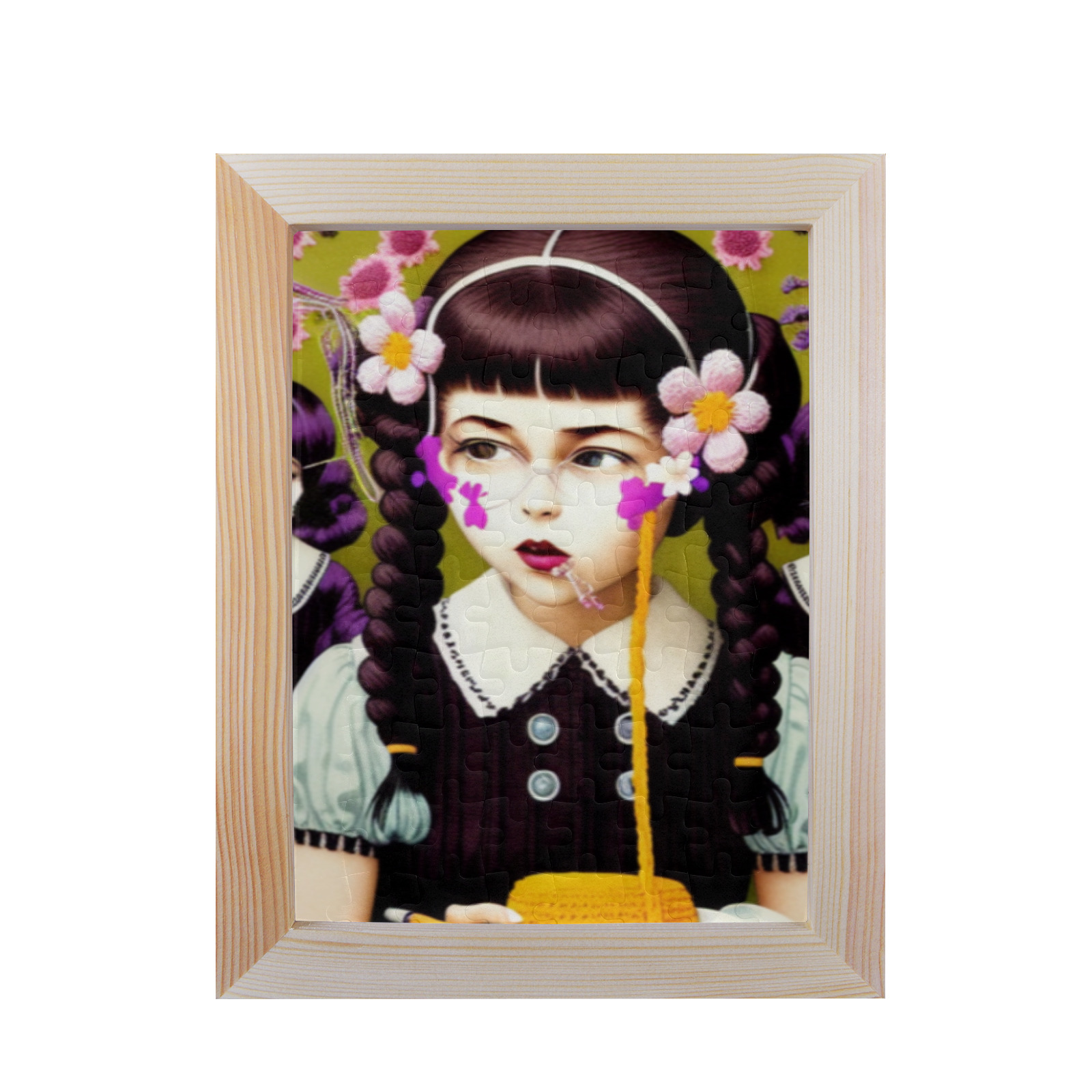 gothic girl with lipstick 68 80-Piece Puzzle Frame 7"x 9"