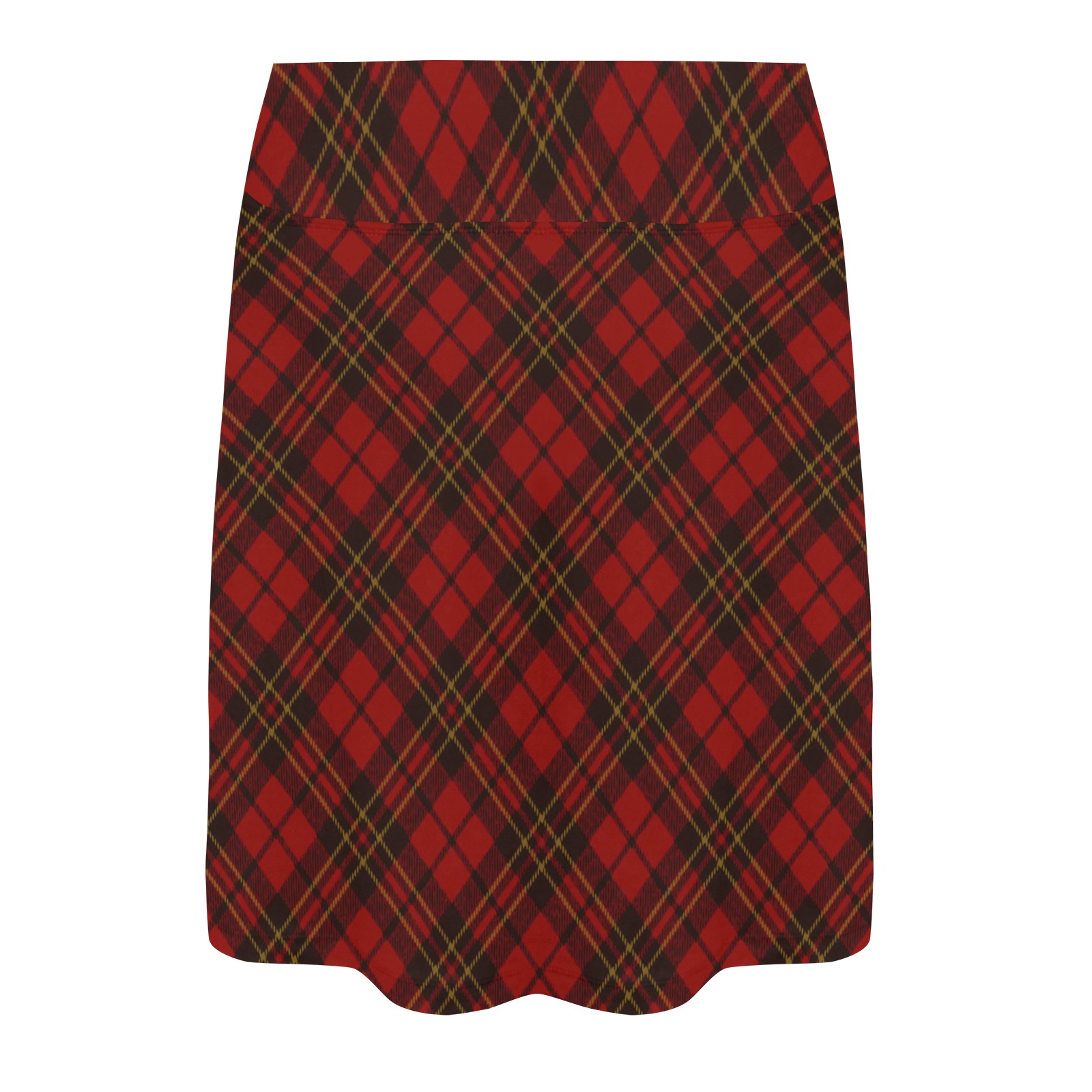 Red tartan plaid winter Christmas pattern holidays Women's Athletic Skirt (Model D64)
