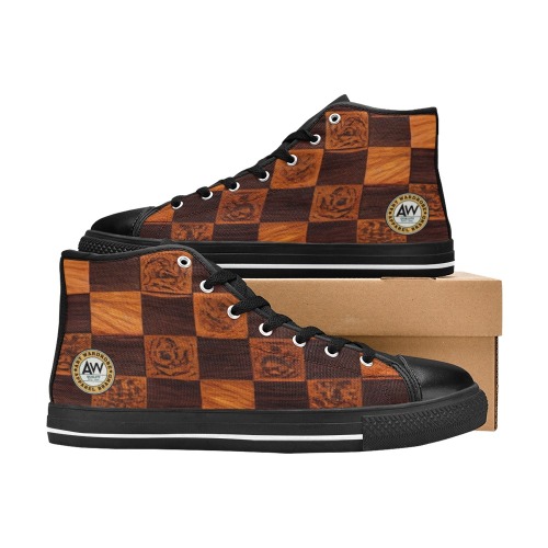 chess board 2 Men’s Classic High Top Canvas Shoes (Model 017)