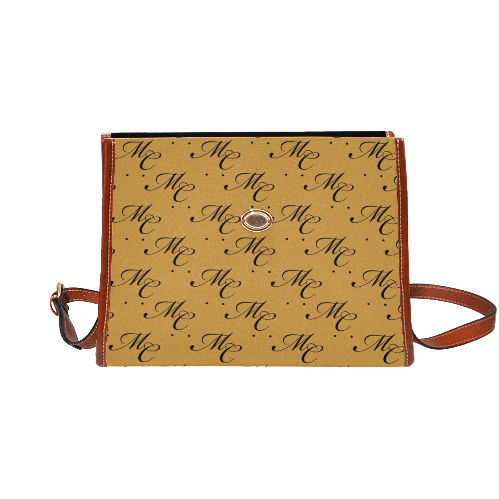 MC LOGO SIGNATURE BAG Waterproof Canvas Bag-Brown (All Over Print) (Model 1641)