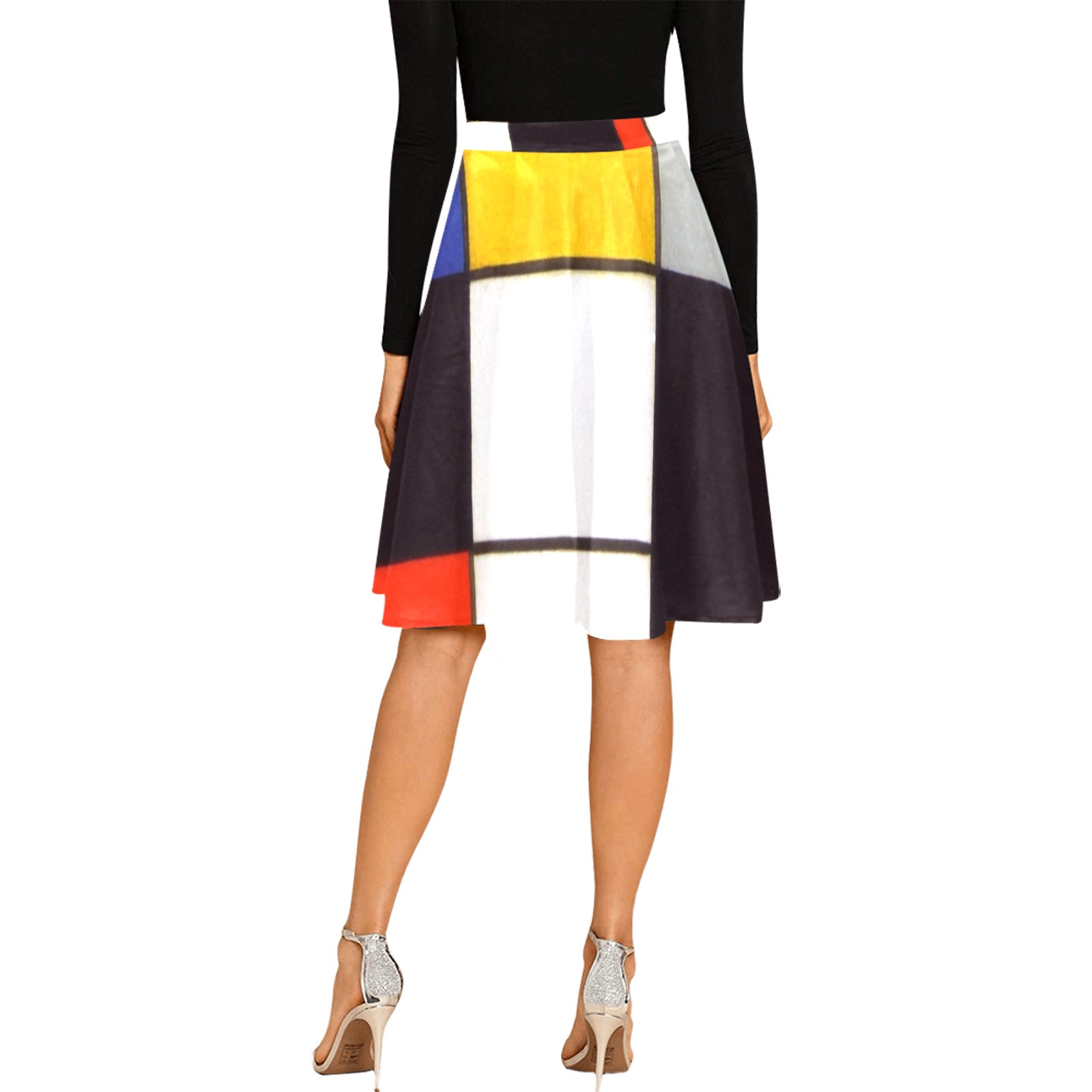 Composition A by Piet Mondrian Melete Pleated Midi Skirt (Model D15)