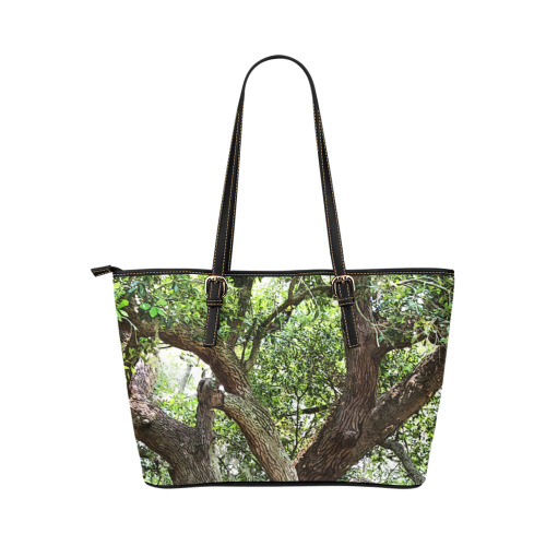 Oak Tree In The Park 7659 Stinson Park Jacksonville Florida Leather Tote Bag/Large (Model 1651)