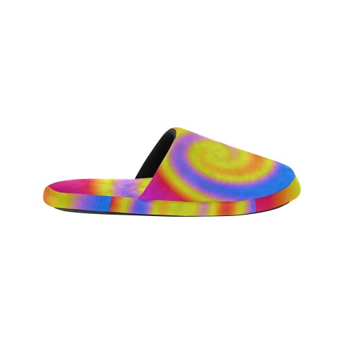 Rainbow Swirl Men's Cotton Slippers (Model 0601)