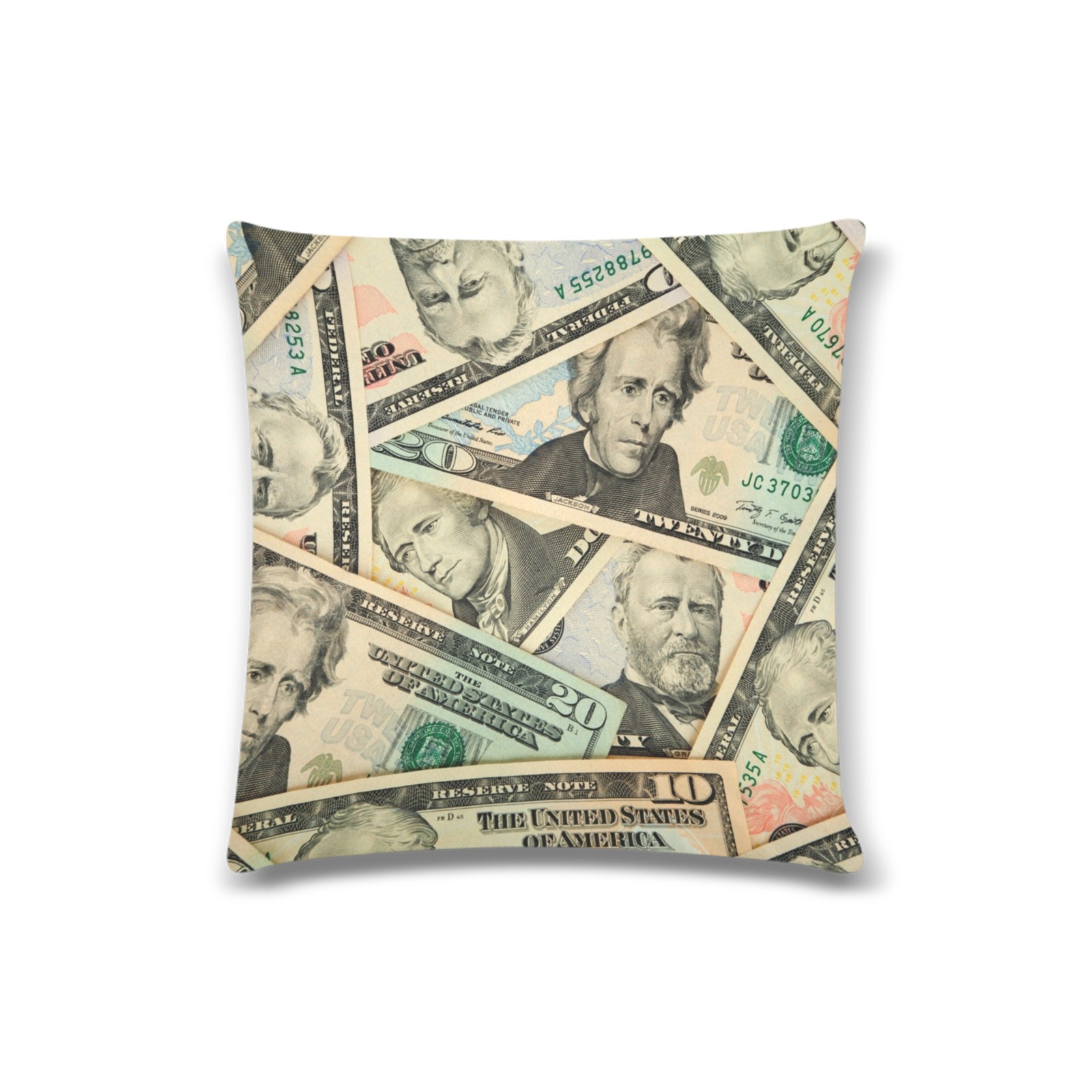US PAPER CURRENCY Custom Zippered Pillow Case 16"x16"(Twin Sides)