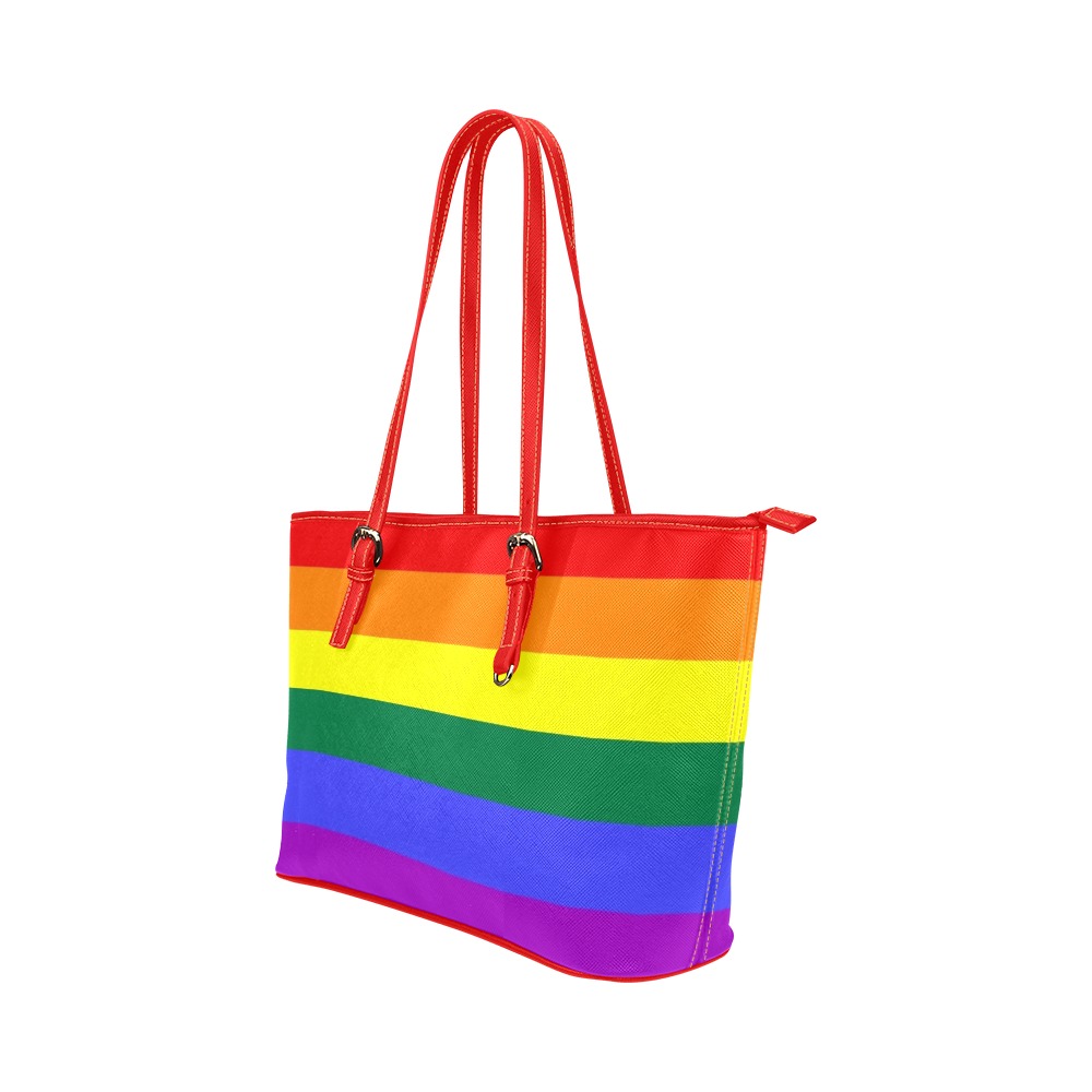 Gay Pride Rainbow Leather Tote Bag/Large (Model 1651)